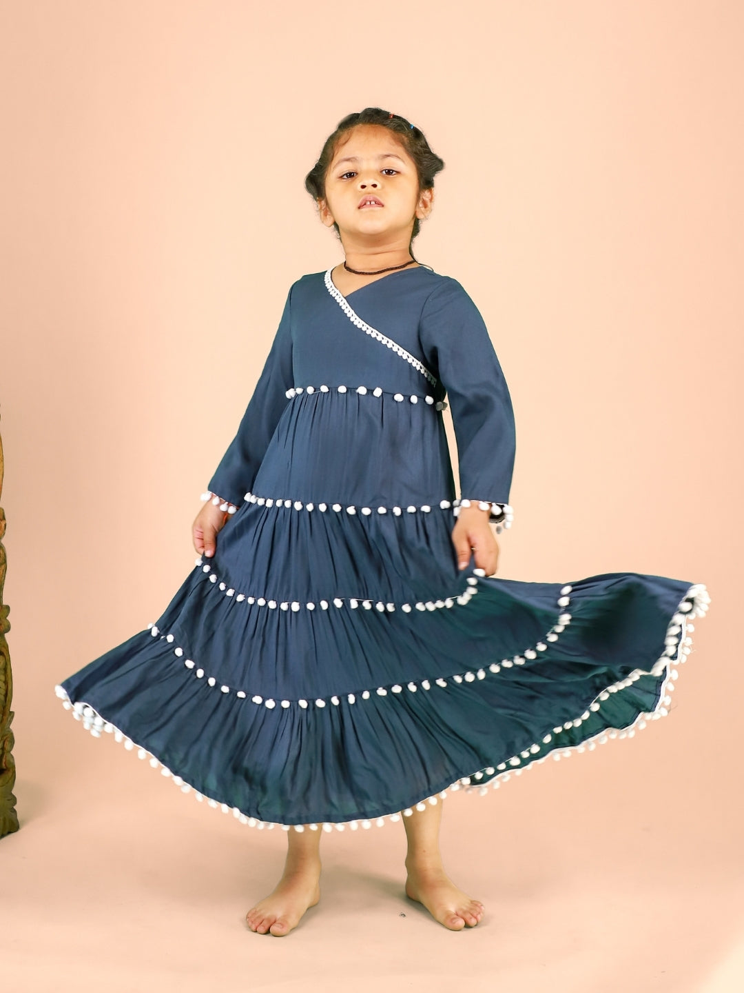 Grey Tiered Dress For Girls