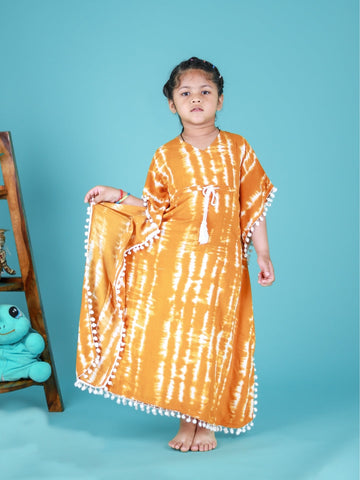 Mustard Kaftan Style Dress For Girls