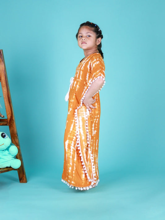 Mustard Kaftan Style Dress For Girls