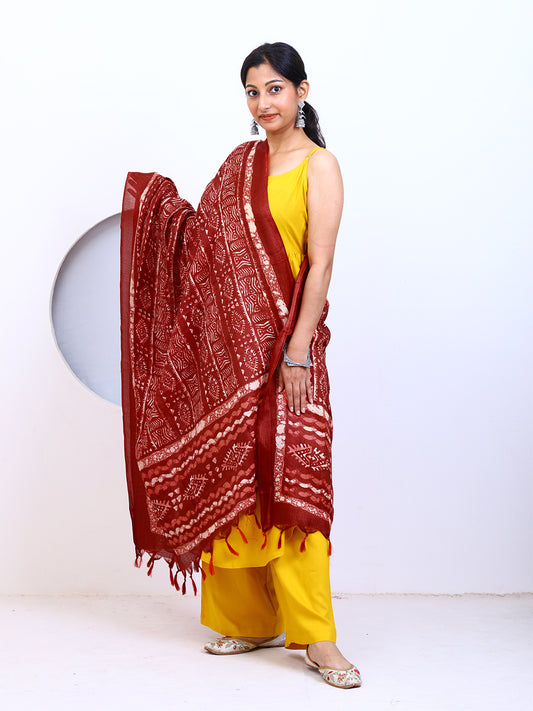 Women's Ethnic Print Silk Blend Dupatta