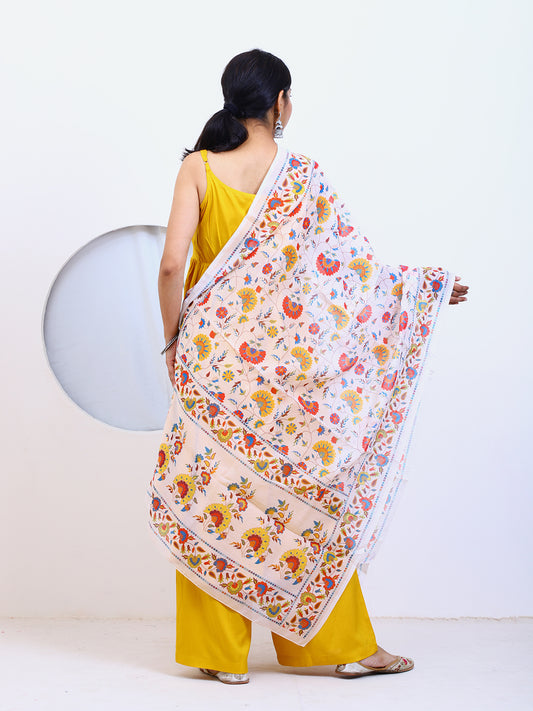 Women's Floral Print Silk Blend Dupatta