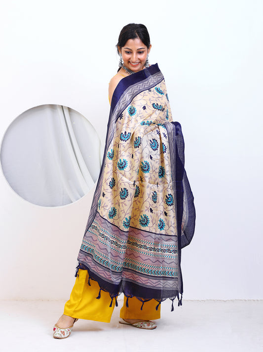 Women's Multi Floral Silk Blend Dupatta