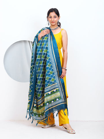 Women's Geometric Print Silk Blend Dupatta