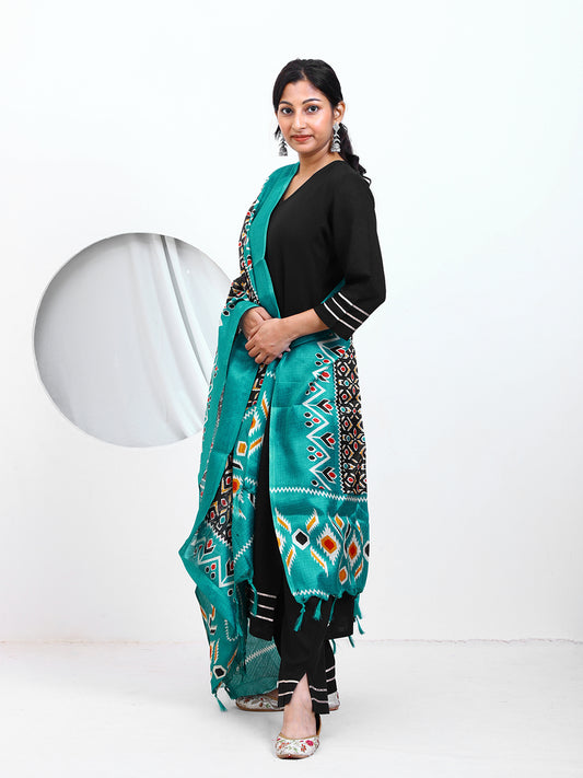 Women's Multicolor Printed Silk Blend Dupatta