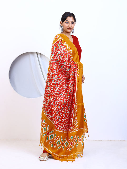 Women's Multicolor Print Silk Blend Dupatta