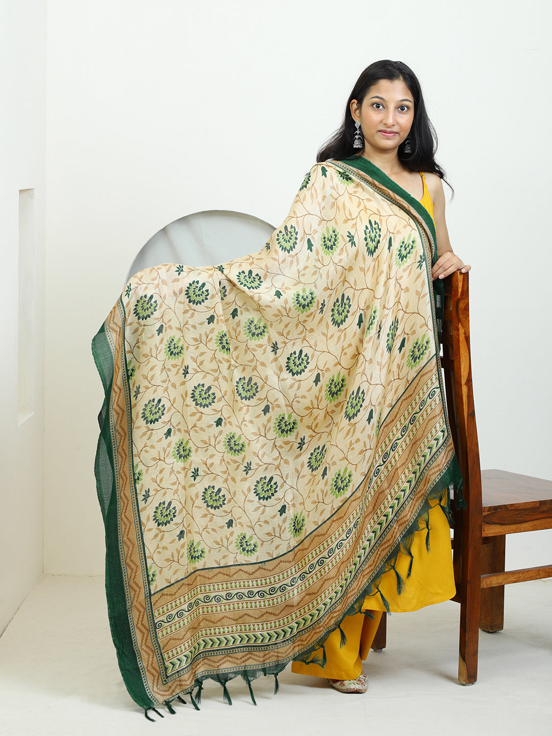 Women's MultiColor Floral Print Silk Blend Dupatta