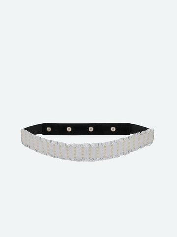 Women's Grey Embellished Ruffled PU Belt