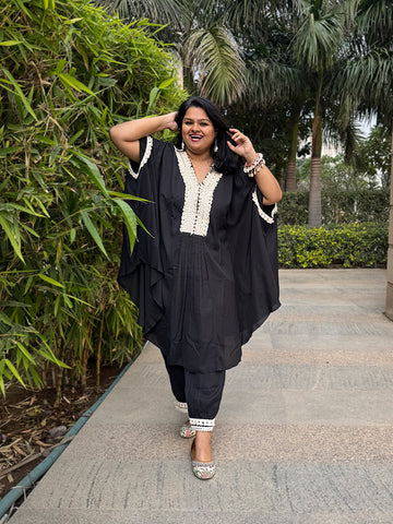 Black Kaftan With Pant Women Plus Size Co-Ord Set