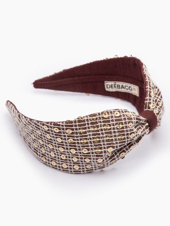 Girls Brown Gold-Toned Embellished Hairband