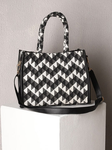 Black Geometrical Printed Mini Bag