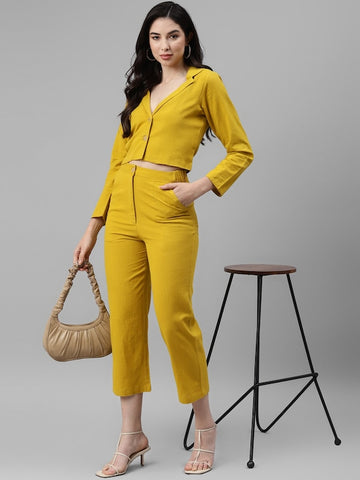 Solid Mustard Pants With Pockets