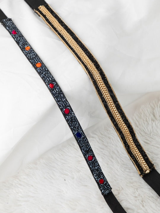 Women's Set of 2 Multi Embellished Belt