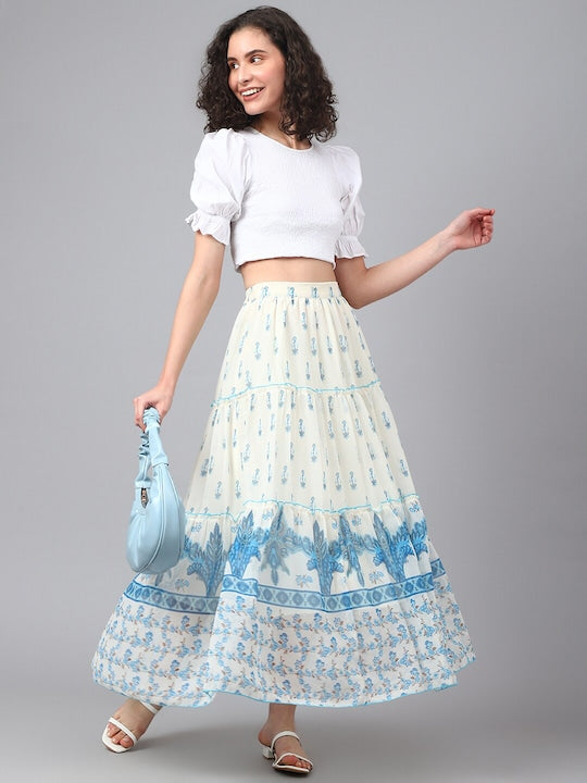 Ethnic Motifs Print Georgette Skirt