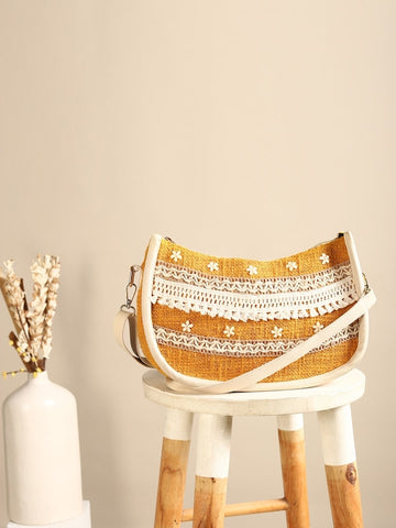 Yellow Jacquard Boho Sling Bag