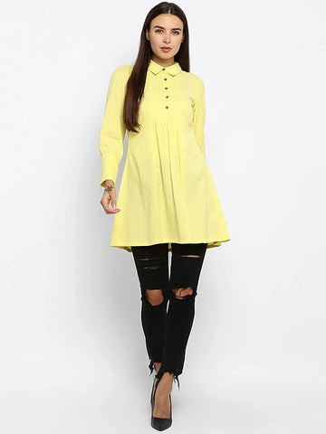 Yellow Solid Tunic Dress