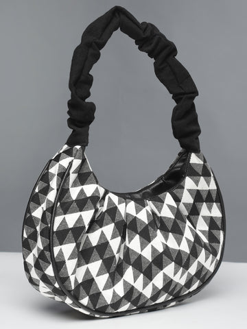 Monochrome Ruffle Handbag