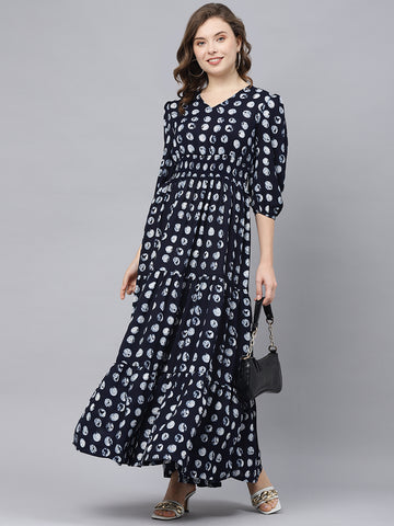 Big polka dots printed women maxi dress