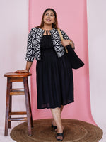 Women's Plus Size Geometric Print Dress with Shrug