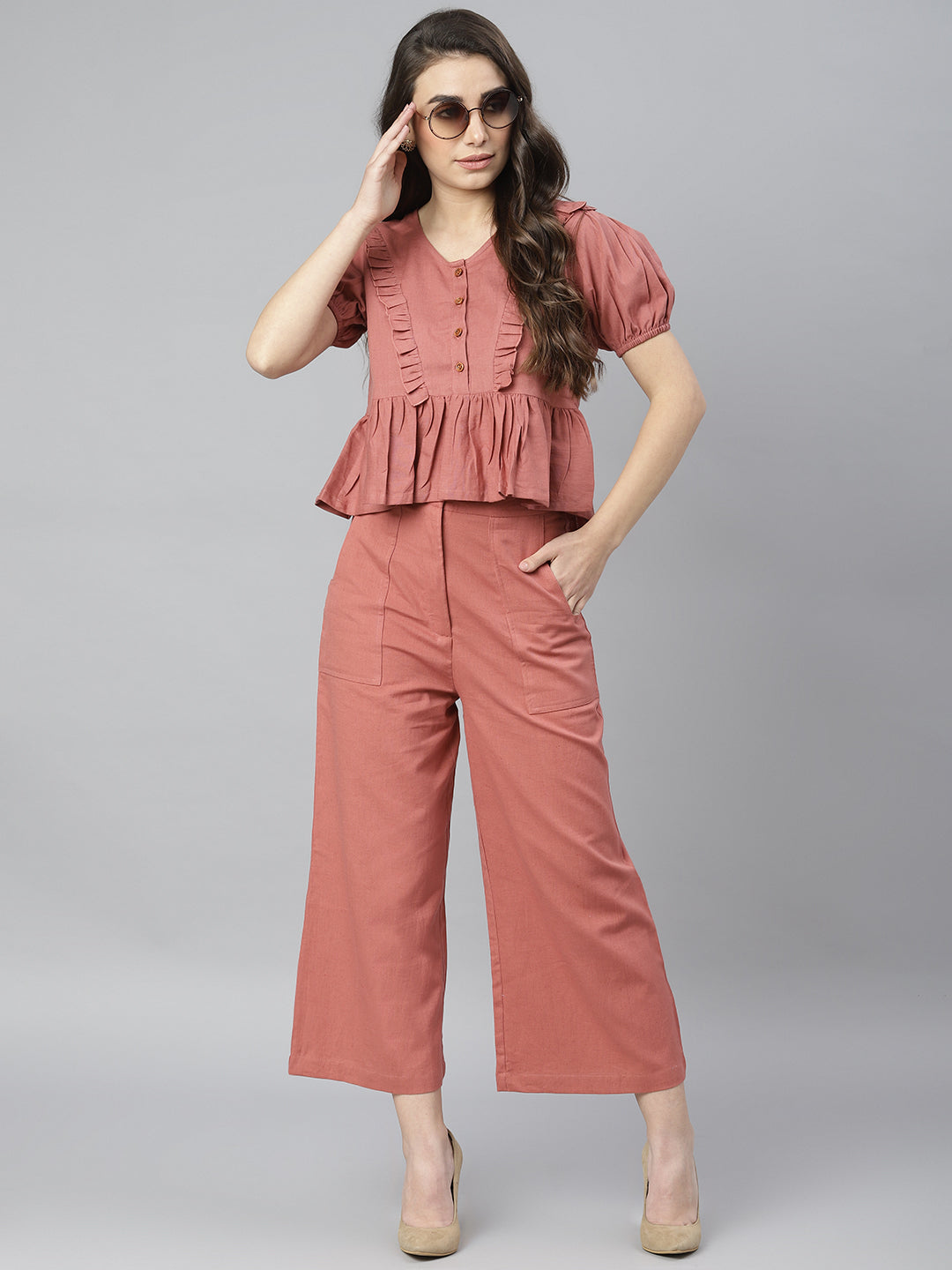Women's Pink Solid Trouser