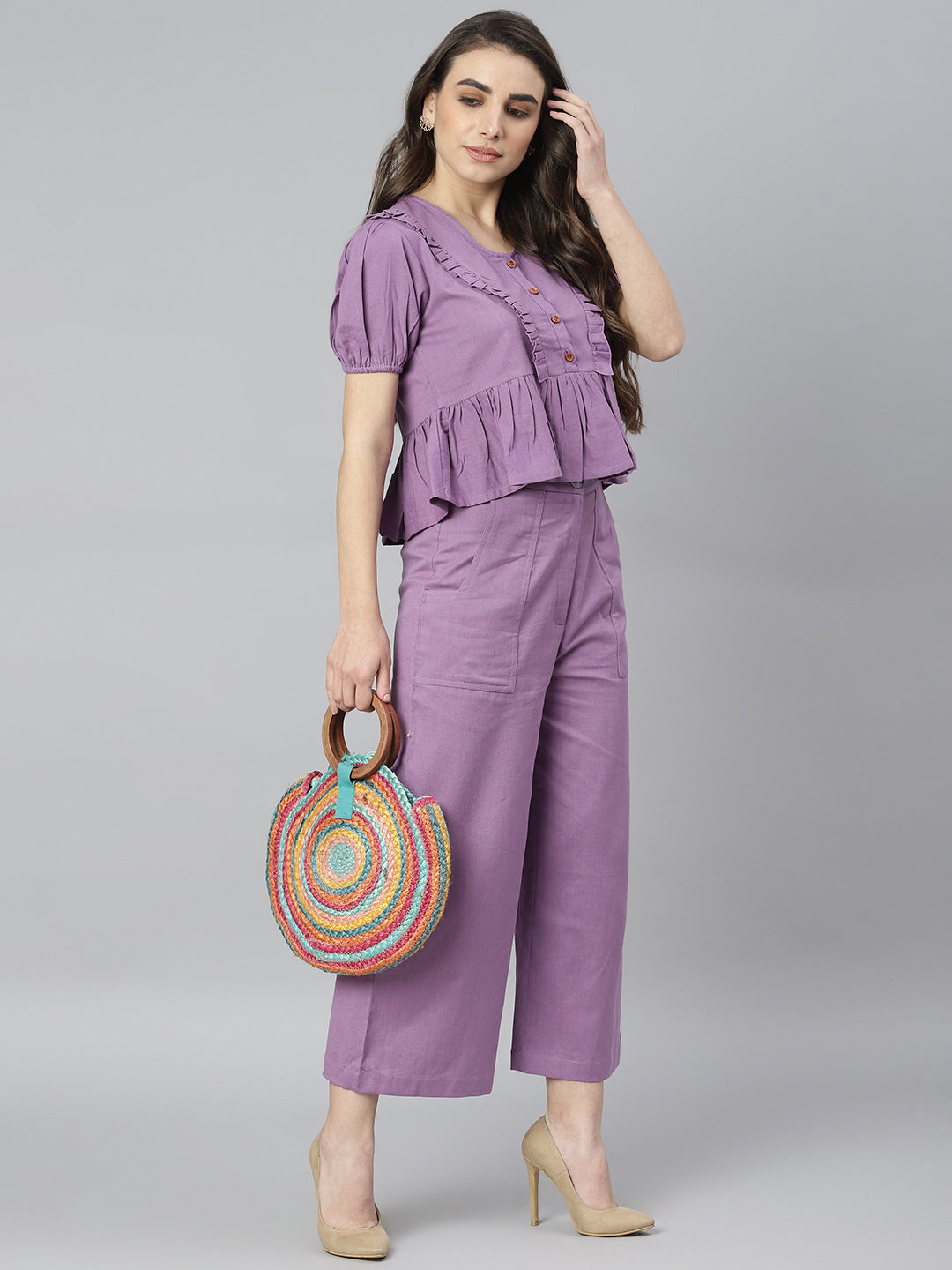 Solid Lavender Relaxed Trouser