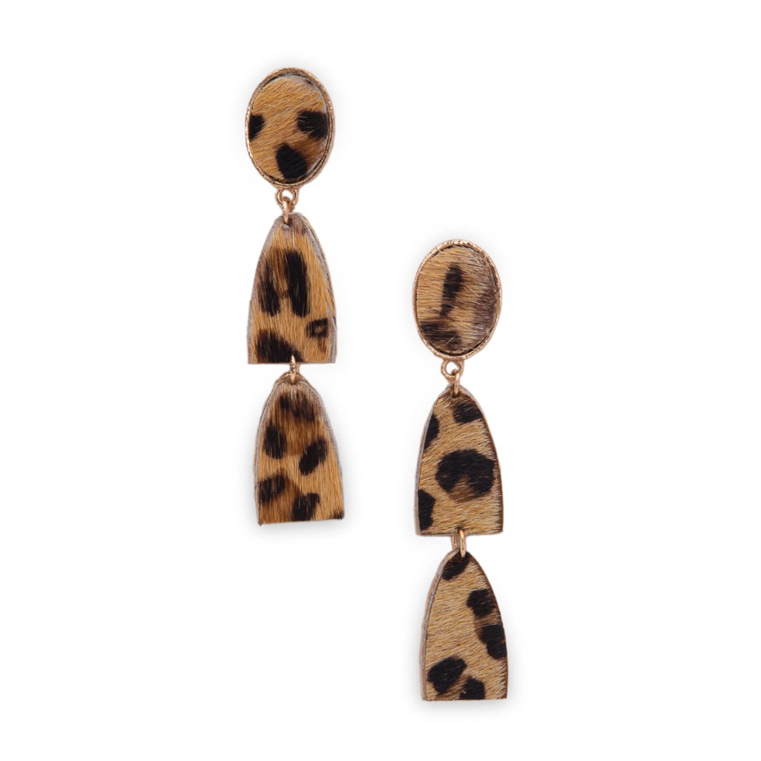 Leather Patched Geometrical Earrings