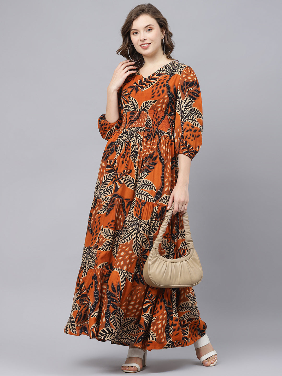 Tropical printed women maxi dress