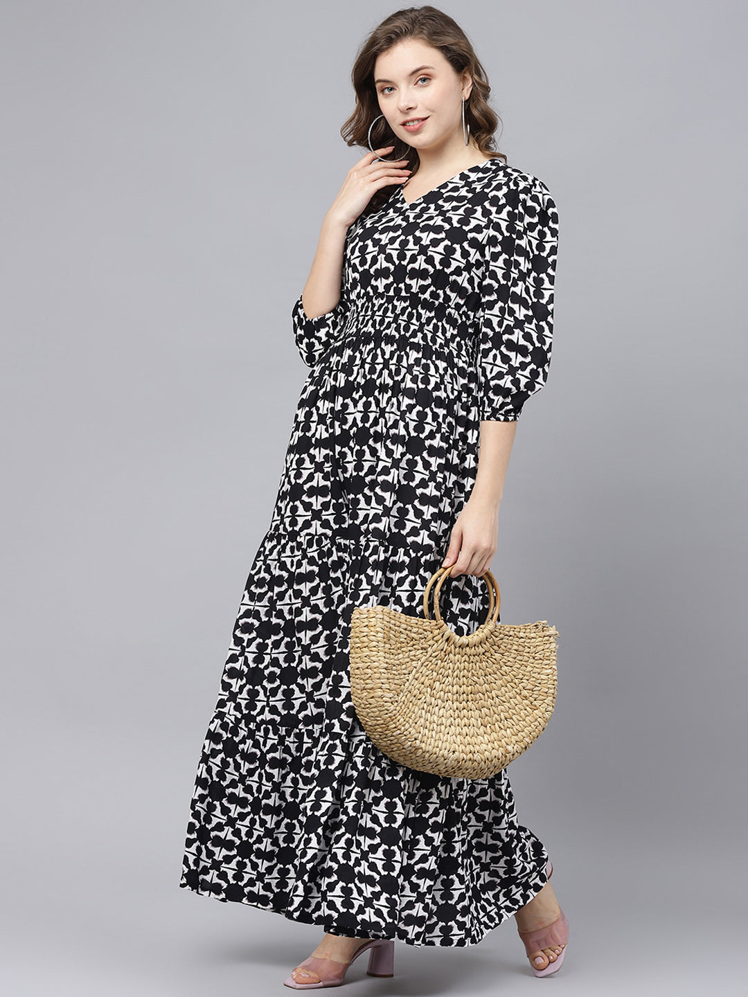 Geometric printed women maxi dress
