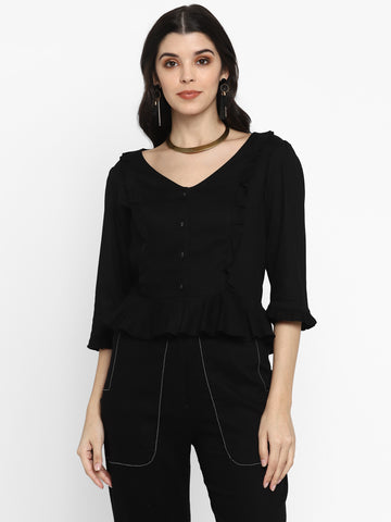 Solid Black Long Top