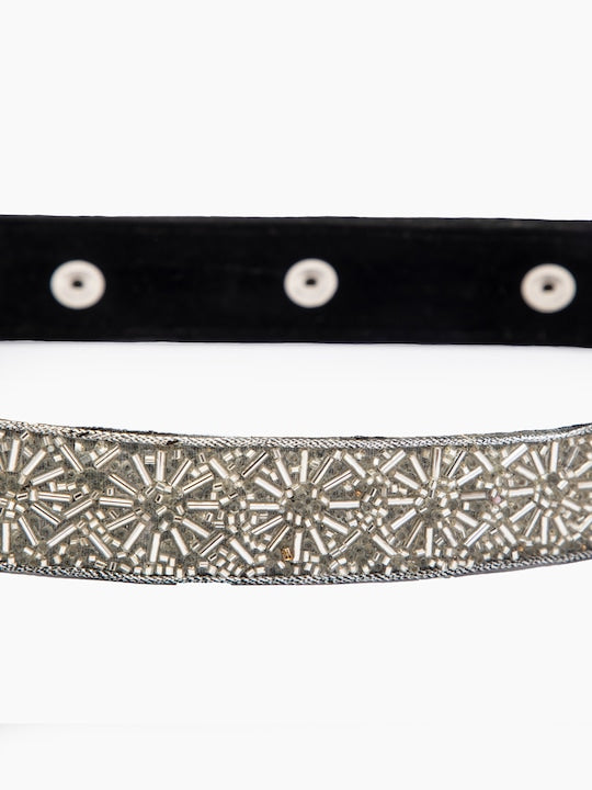 Women's Silver-Toned Embellished PU Belt