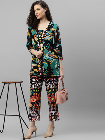 Abstract Printed With Multicolor Women's Co-Ord Set