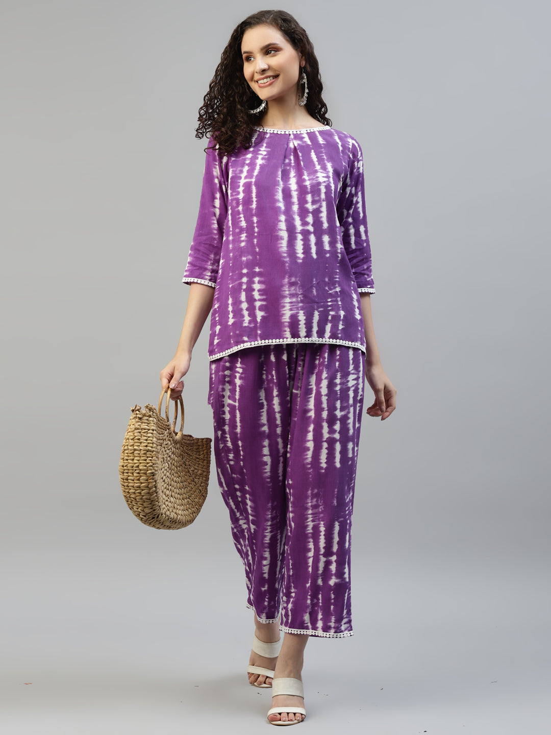 Lavender Tie Dye Women'S Coord Set