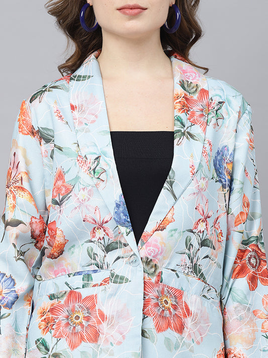 Big floral printed women blazer
