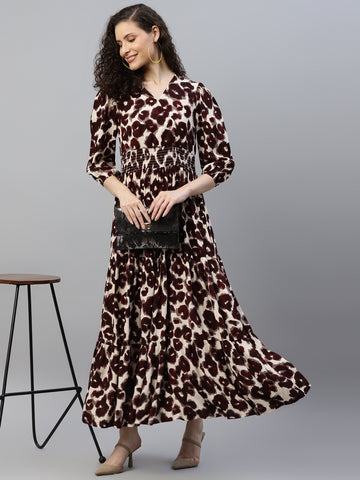 Floral Printed Women'S Tiered Maxi Dress