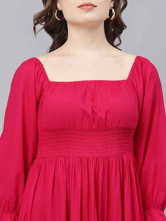 Magenta flared women maxi dress