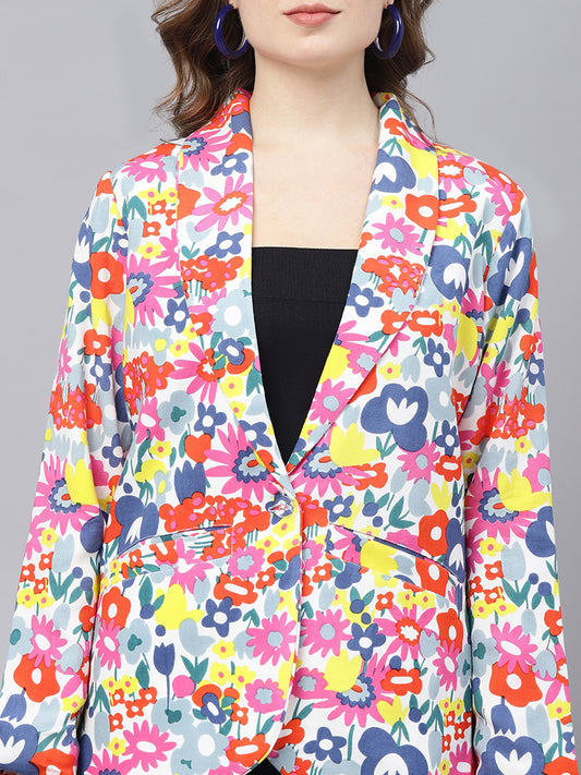 Women floral printed blazer