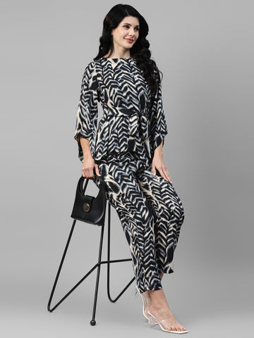 Black Animal Printed Summer Cool Women's Co-Ord Set