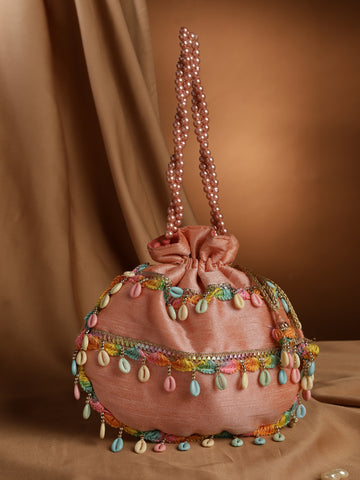 Multicolor Shells & Beads Embellished Potli