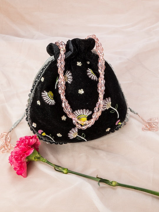 Black Velvet Potli Bag