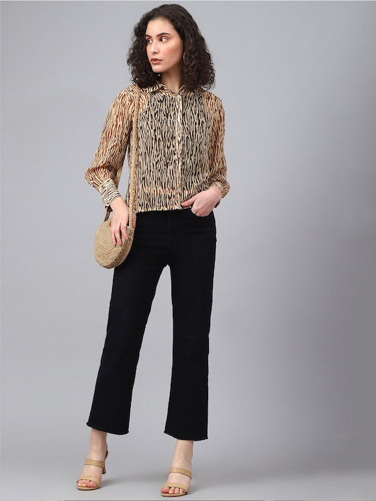 Animal Print Chiffon Shirt