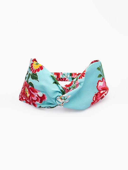 Women's Blue Red Floral Printed Headband