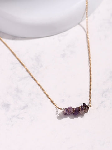 Purple Stone Rose Gold Plated Necklace