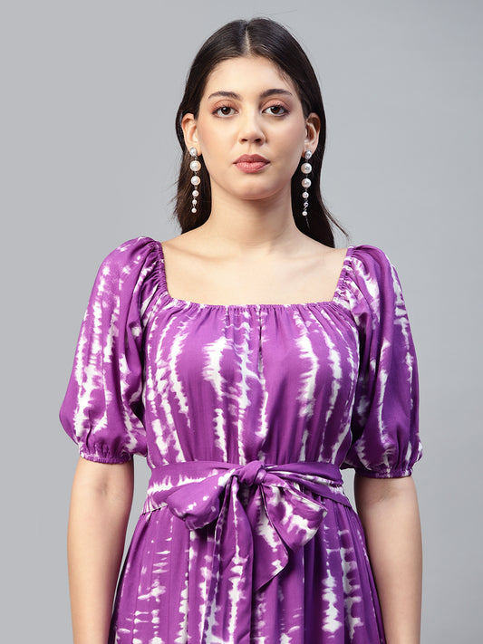 lavender tie dye women tiered dress