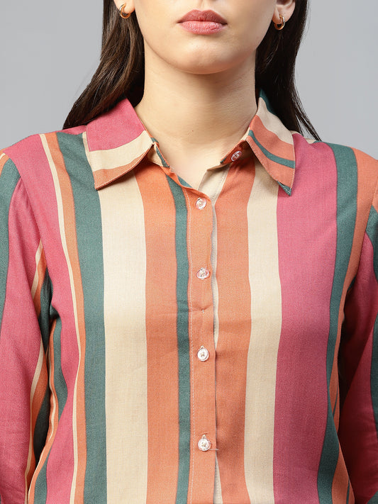 multi colour striped women shirt