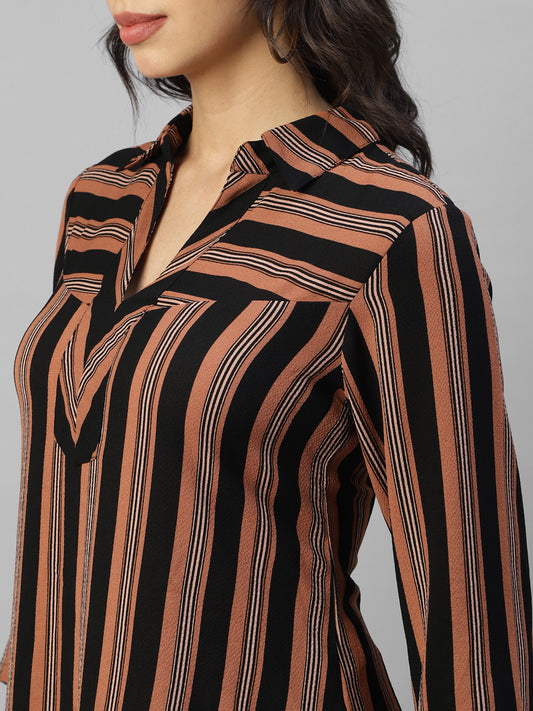 Women's Striped Straight Sleeve Maxi Length Co-Ord Set