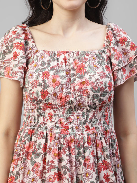 Floral Tiered Women Short Dress