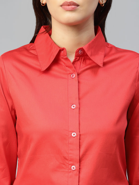 tomato red formal women shirt