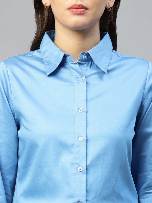 sky blue women formal shirt
