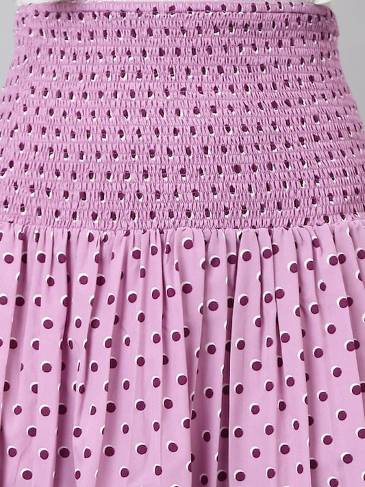 Polka Dot Flared High Waist Skirt