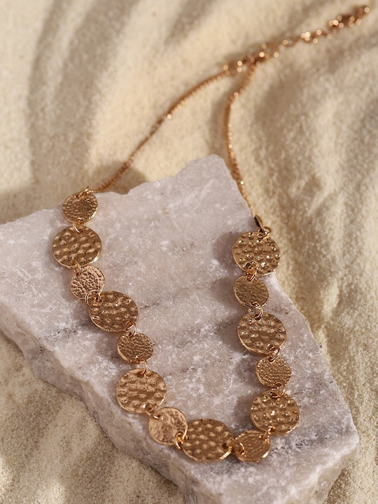 Gold-Toned Rose Gold-Plated Coin Necklace