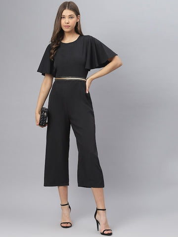 Black Jumpsuit With Flared Sleeve